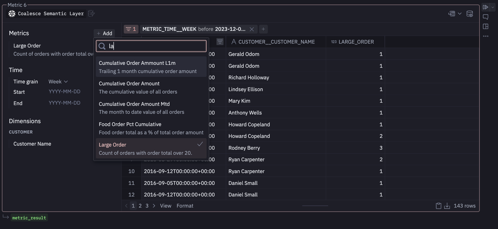 Semantic Layer query builder in Hex Semantic Layer query builder in Hex